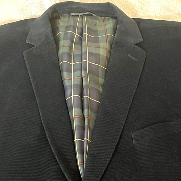 Polo Assn Corduroy Sports Coat Men's 2 Button Cotton Sz 52L Navy Professor Patch - Picture 1 of 16